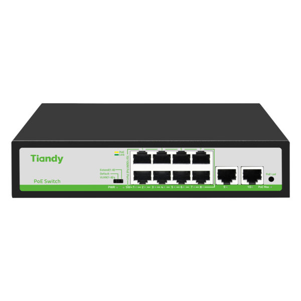 Tiandy TC-P3S010-F/0820/AT/90 10 Port with 8xPoE 2xUplink Port PoE Switch